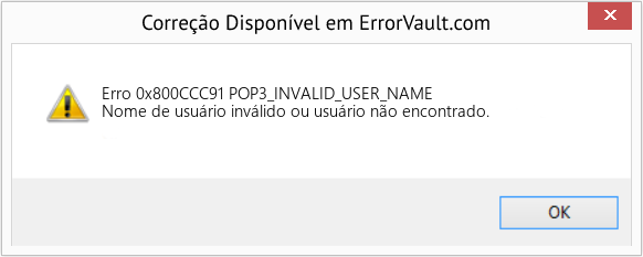 Fix POP3_INVALID_USER_NAME (Error Erro 0x800CCC91)