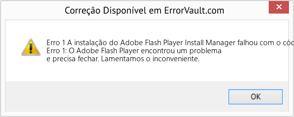 Fix A instalação do Adobe Flash Player Install Manager falhou com o código de erro 1 (Error Erro 1)