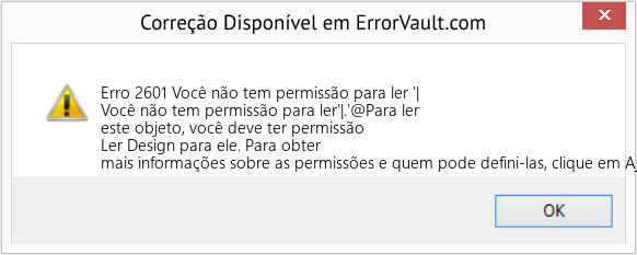 Fix Você não tem permissão para ler '| (Error Erro 2601)