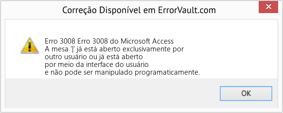 Fix Erro 3008 do Microsoft Access (Error Erro 3008)