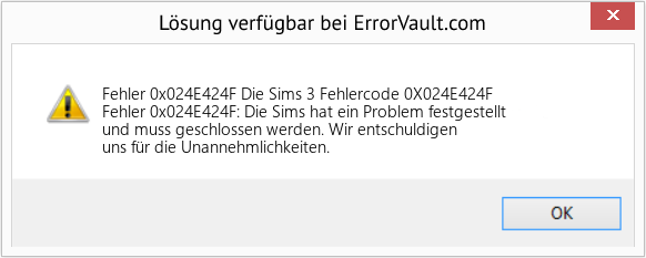 Fix Die Sims 3 Fehlercode 0X024E424F (Error Fehler 0x024E424F)