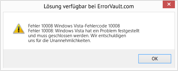 Fix Windows Vista-Fehlercode 10008 (Error Fehler 10008)