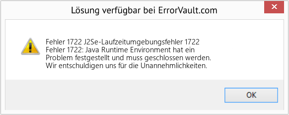 Fix J2Se-Laufzeitumgebungsfehler 1722 (Error Fehler 1722)