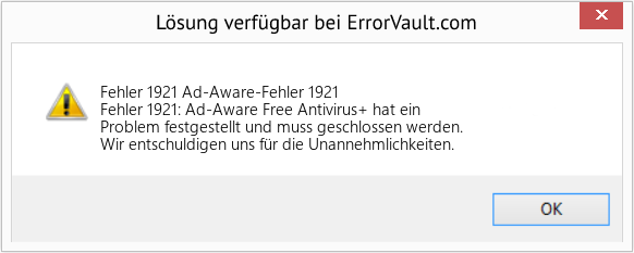 Fix Ad-Aware-Fehler 1921 (Error Fehler 1921)