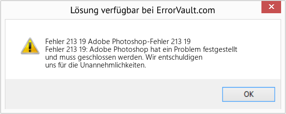 Fix Adobe Photoshop-Fehler 213 19 (Error Fehler 213 19)