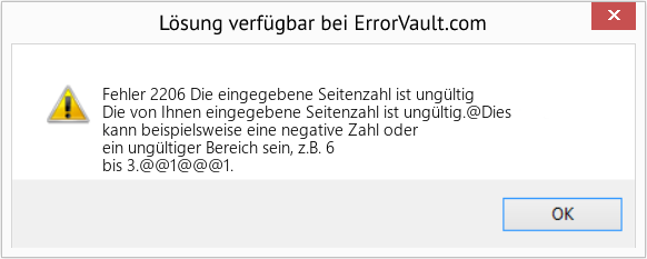 Fix Die eingegebene Seitenzahl ist ungültig (Error Fehler 2206)