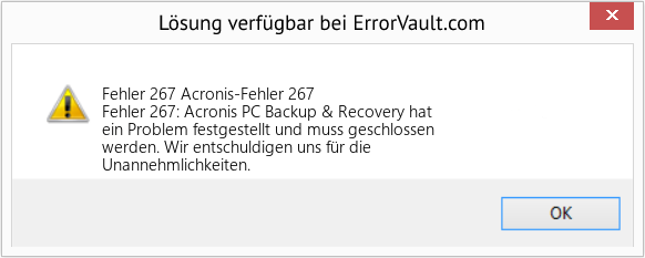 Fix Acronis-Fehler 267 (Error Fehler 267)