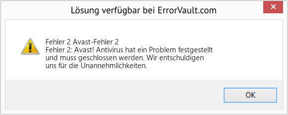 Fix Avast-Fehler 2 (Error Fehler 2)