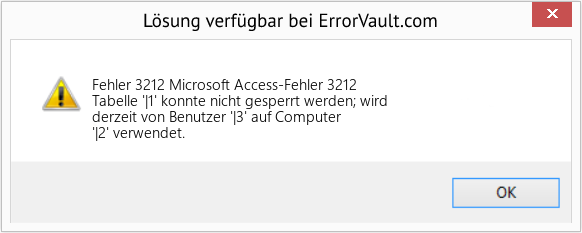 Fix Microsoft Access-Fehler 3212 (Error Fehler 3212)
