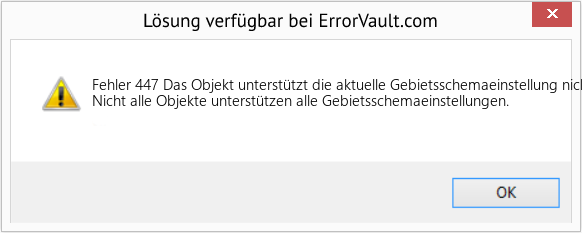 Fix Das Objekt unterstützt die aktuelle Gebietsschemaeinstellung nicht. (Error Fehler 447)