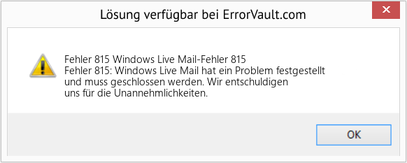 Fix Windows Live Mail-Fehler 815 (Error Fehler 815)