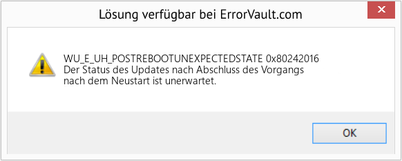 Fix 0x80242016 (Error WU_E_UH_POSTREBOOTUNEXPECTEDSTATE)