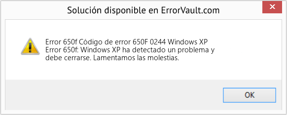 Fix Código de error 650F 0244 Windows XP (Error Code 650f)