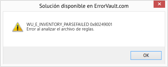 Fix 0x80249001 (Error WU_E_INVENTORY_PARSEFAILED)