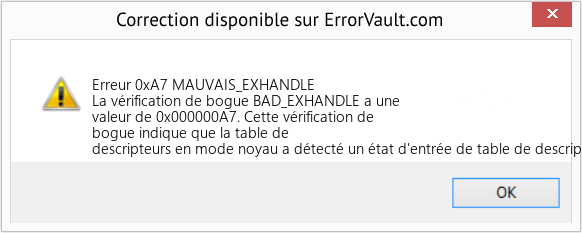 Fix MAUVAIS_EXHANDLE (Error Erreur 0xA7)