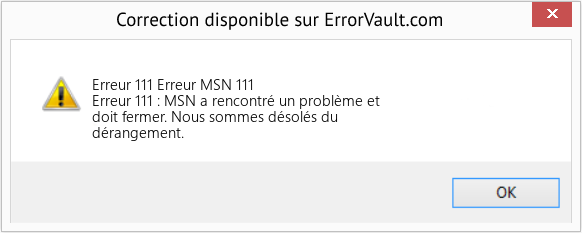 Fix Erreur MSN 111 (Error Erreur 111)
