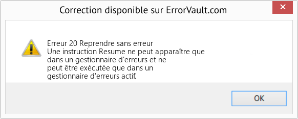 Fix Reprendre sans erreur (Error Erreur 20)