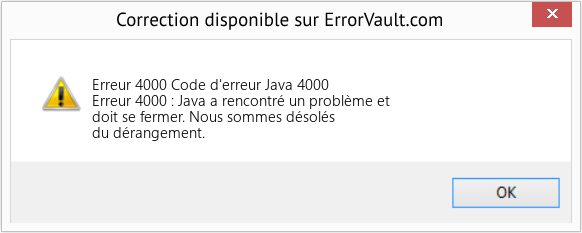 Fix Code d'erreur Java 4000 (Error Erreur 4000)