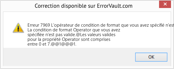 Fix L'opérateur de condition de format que vous avez spécifié n'est pas valide (Error Erreur 7969)