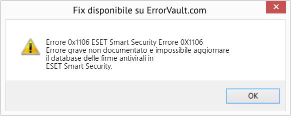 Fix ESET Smart Security Errore 0X1106 (Error Codee 0x1106)