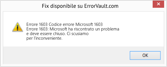 Fix Codice errore Microsoft 1603 (Error Codee 1603)