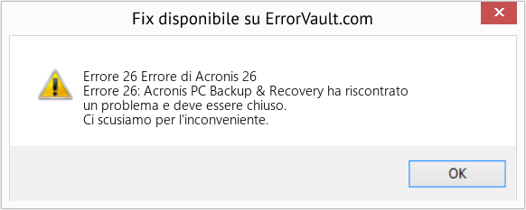 Fix Errore di Acronis 26 (Error Codee 26)