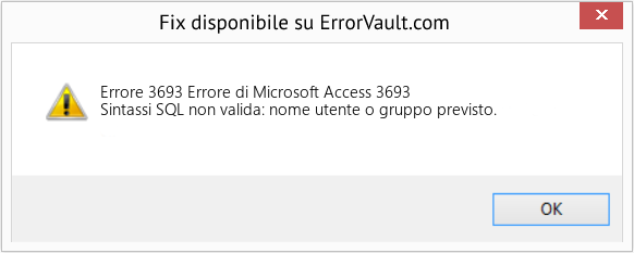 Fix Errore di Microsoft Access 3693 (Error Codee 3693)
