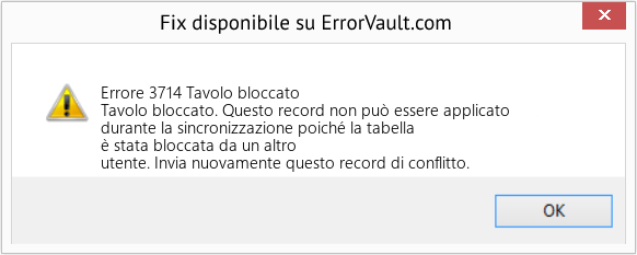 Fix Tavolo bloccato (Error Codee 3714)