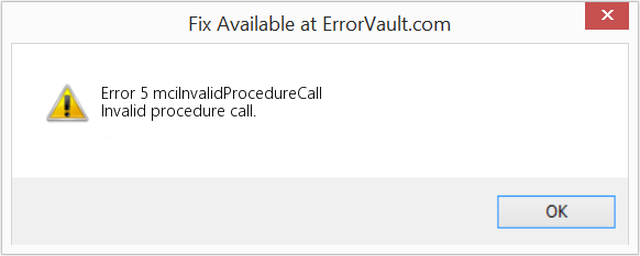mciInvalidProcedureCall 수정(오류 오류 5)