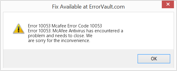 Mcafee 오류 코드 10053 수정(오류 오류 10053)