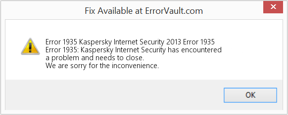 Kaspersky Internet Security 2013 오류 1935 수정(오류 오류 1935)