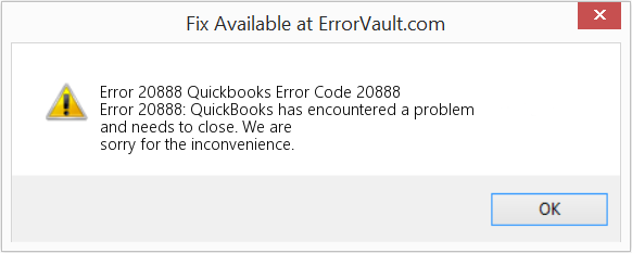 Quickbooks 오류 코드 20888 수정(오류 오류 20888)