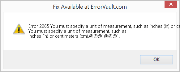 인치(인치) 또는 센티미터(cm)와 같은 측정 단위를 지정해야 합니다. 수정(오류 오류 2265)