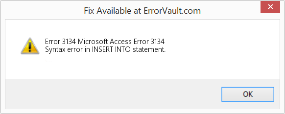 마이크로소프트 액세스 오류 3134 수정(오류 오류 3134)
