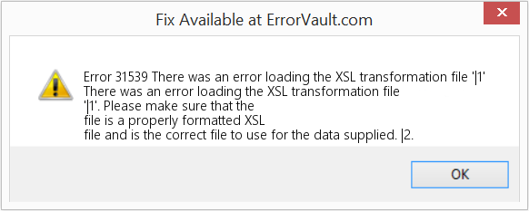XSL 변환 파일 '|1'을(를) 로드하는 동안 오류가 발생했습니다. 수정(오류 오류 31539)