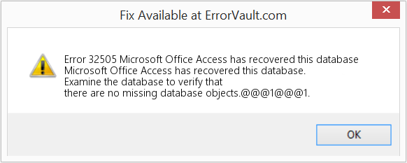 Microsoft Office Access에서 이 데이터베이스를 복구했습니다. 수정(오류 오류 32505)