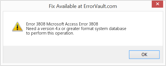 마이크로소프트 액세스 오류 3808 수정(오류 오류 3808)