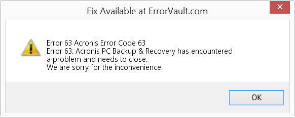 Acronis 오류 코드 63 수정(오류 오류 63)