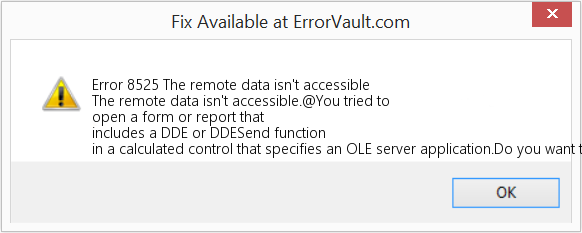 원격 데이터에 액세스할 수 없습니다. 수정(오류 오류 8525)