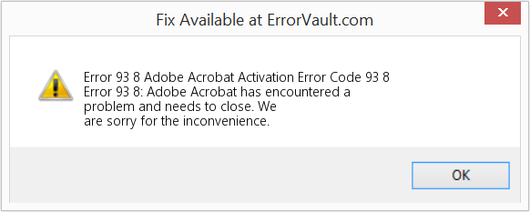 Adobe Acrobat 활성화 오류 코드 93 8 수정(오류 오류 93 8)