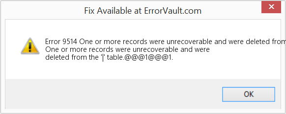 하나 이상의 레코드가 복구할 수 없으며 '|'에서 삭제되었습니다. 테이블 수정(오류 오류 9514)