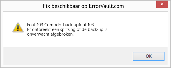 Fix Comodo-back-upfout 103 (Fout Fout 103)