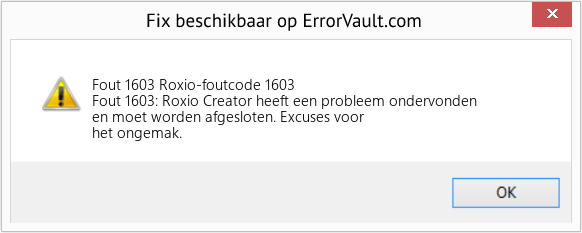 Fix Roxio-foutcode 1603 (Fout Fout 1603)
