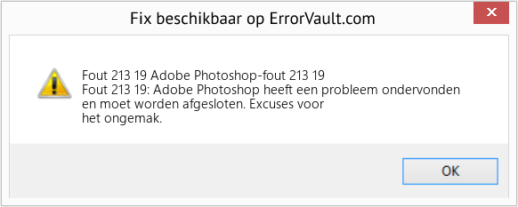 Fix Adobe Photoshop-fout 213 19 (Fout Fout 213 19)