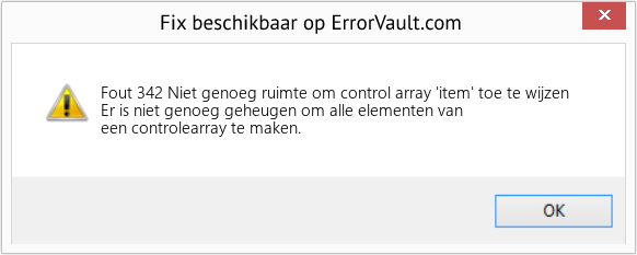 Fix Niet genoeg ruimte om control array 'item' toe te wijzen (Fout Fout 342)