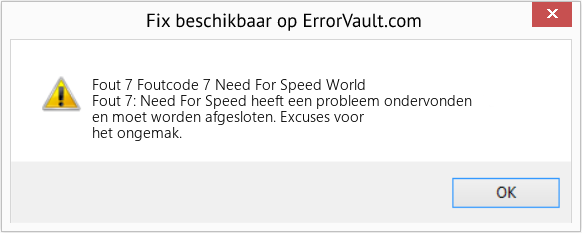 Fix Foutcode 7 Need For Speed ​​World (Fout Fout 7)