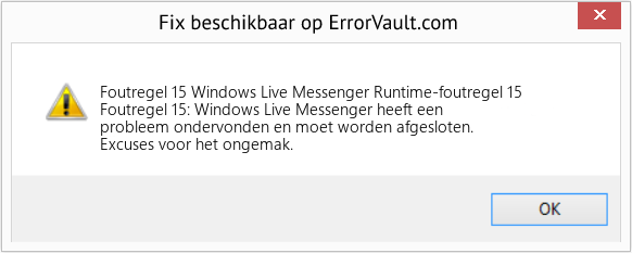 Fix Windows Live Messenger Runtime-foutregel 15 (Fout Foutregel 15)