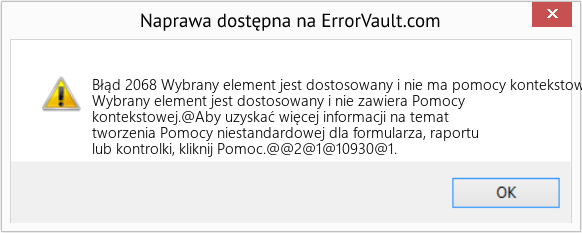 Fix Wybrany element jest dostosowany i nie ma pomocy kontekstowej (Error Błąd 2068)