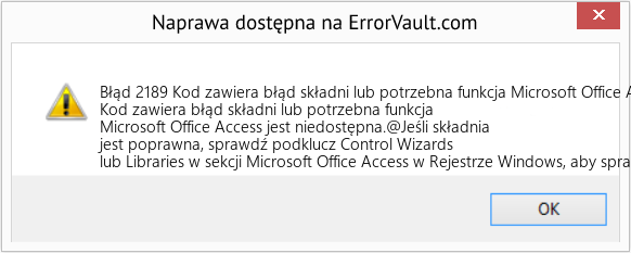 Fix Kod zawiera błąd składni lub potrzebna funkcja Microsoft Office Access jest niedostępna (Error Błąd 2189)