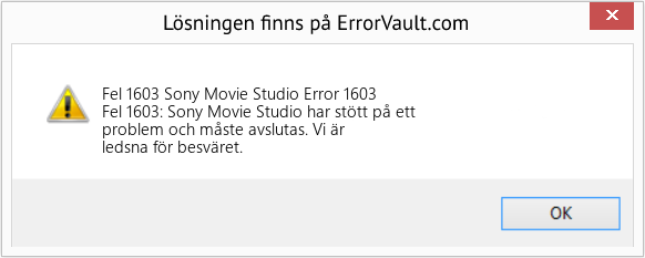 Fix Sony Movie Studio Error 1603 (Error Fel 1603)